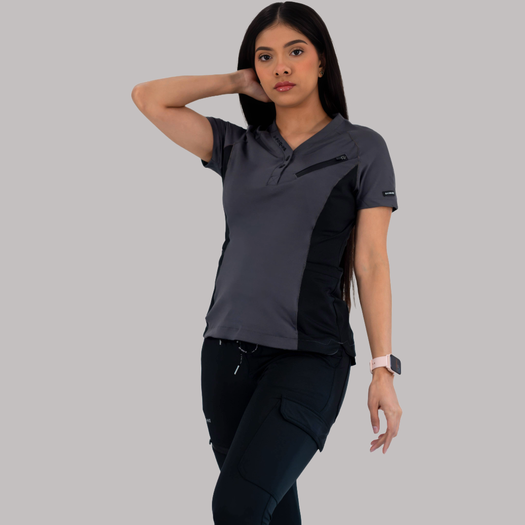 Filipina Quirúrgica Super Stretch Gris - Negro Mujer, Scrubs 905