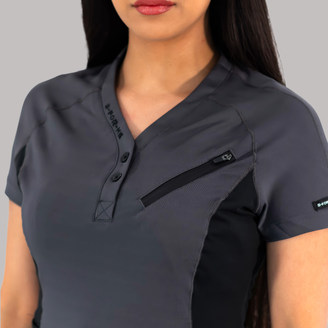 Filipina Quirúrgica Super Stretch Gris - Negro Mujer, Scrubs 905