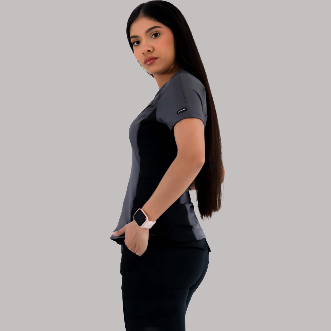 Filipina Quirúrgica Super Stretch Gris - Negro Mujer, Scrubs 905