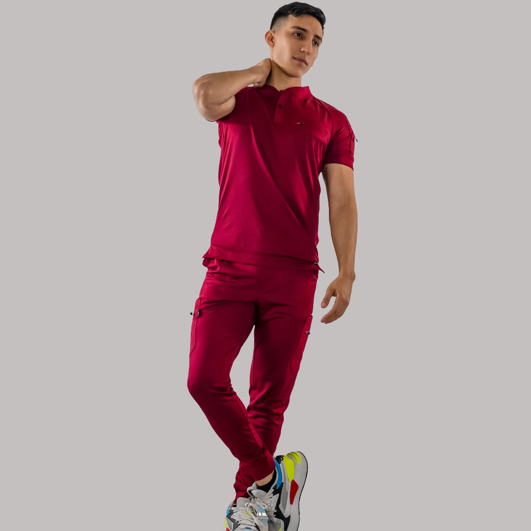 Men’s Scrub Top 901 Burgundy Super Stretch