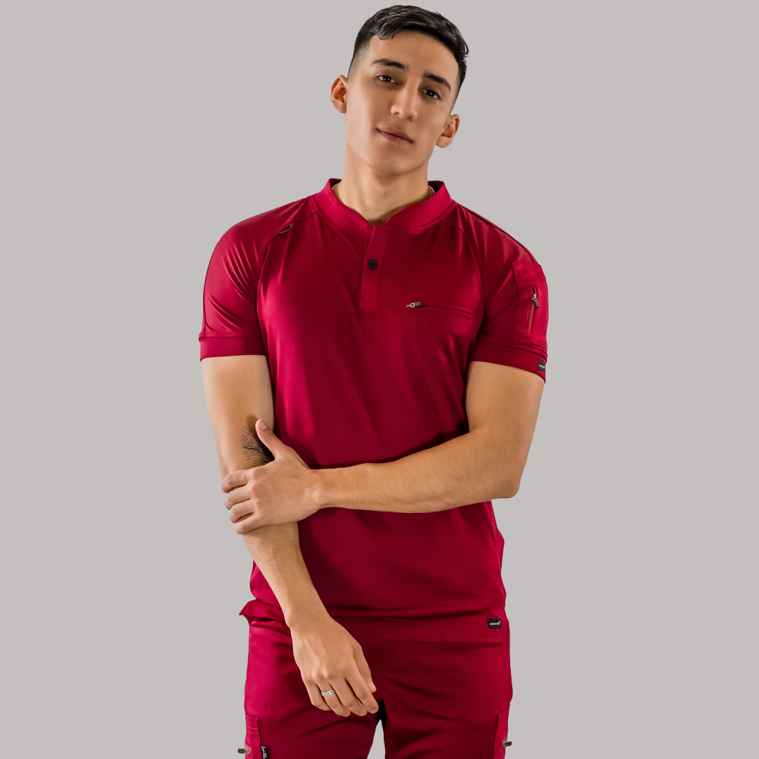 Men’s Scrub Top 901 Burgundy Super Stretch