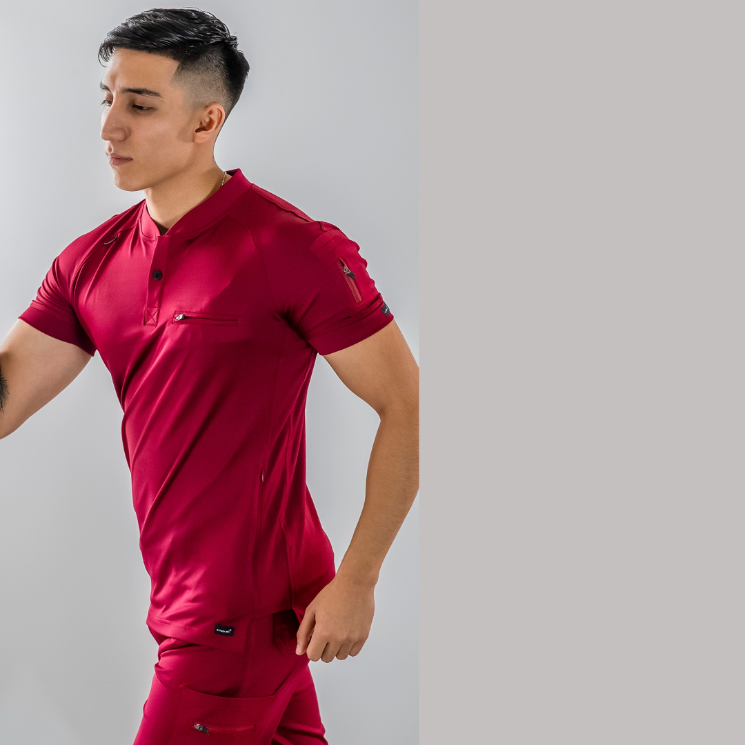 Men’s Scrub Top 901 Burgundy Super Stretch