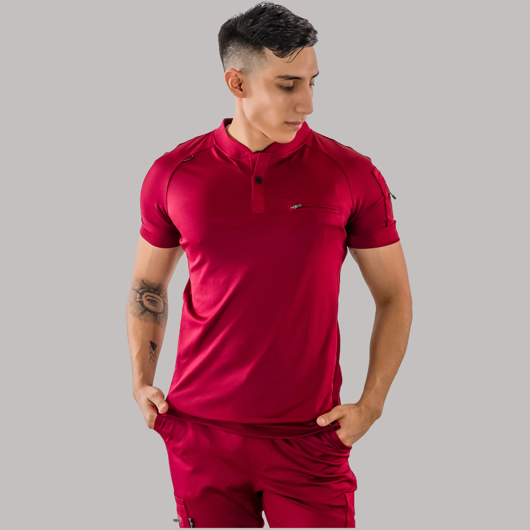 Men’s Scrub Top 901 Burgundy Super Stretch