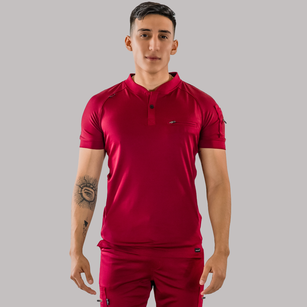Men’s Scrub Top 901 Burgundy Super Stretch