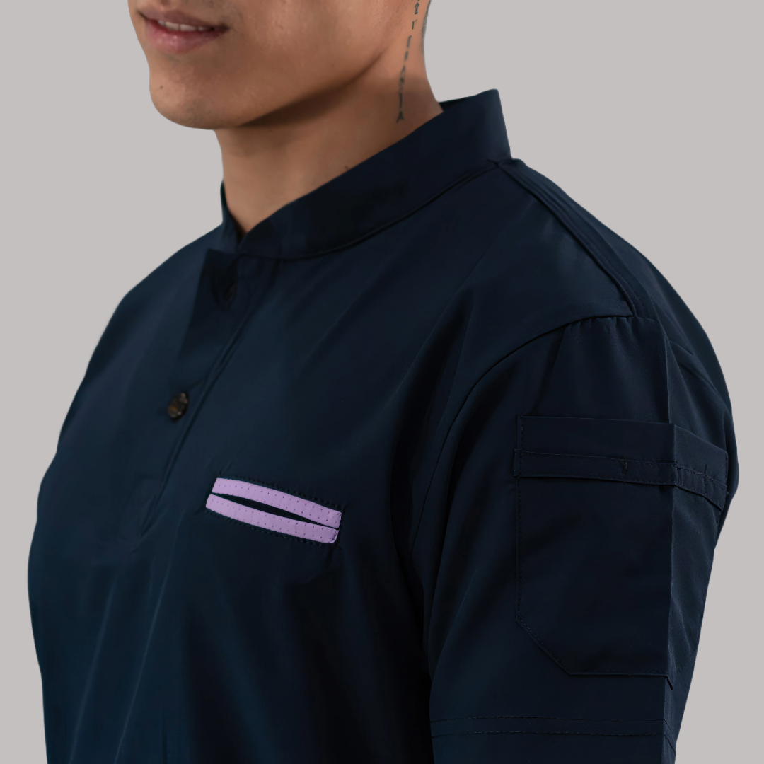 Filipina Quirúrgica Hombre Azul Mno./Lila, Scrubs 520