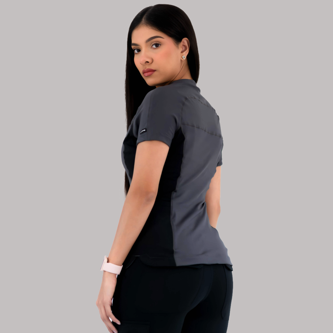 Filipina Quirúrgica Super Stretch Gris - Negro Mujer, Scrubs 905