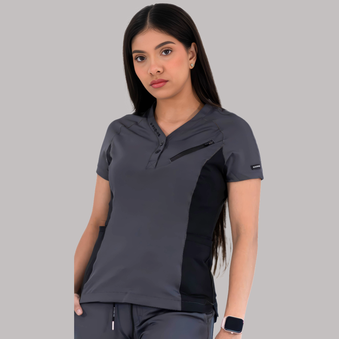Filipina Quirúrgica Super Stretch Gris - Negro Mujer, Scrubs 905