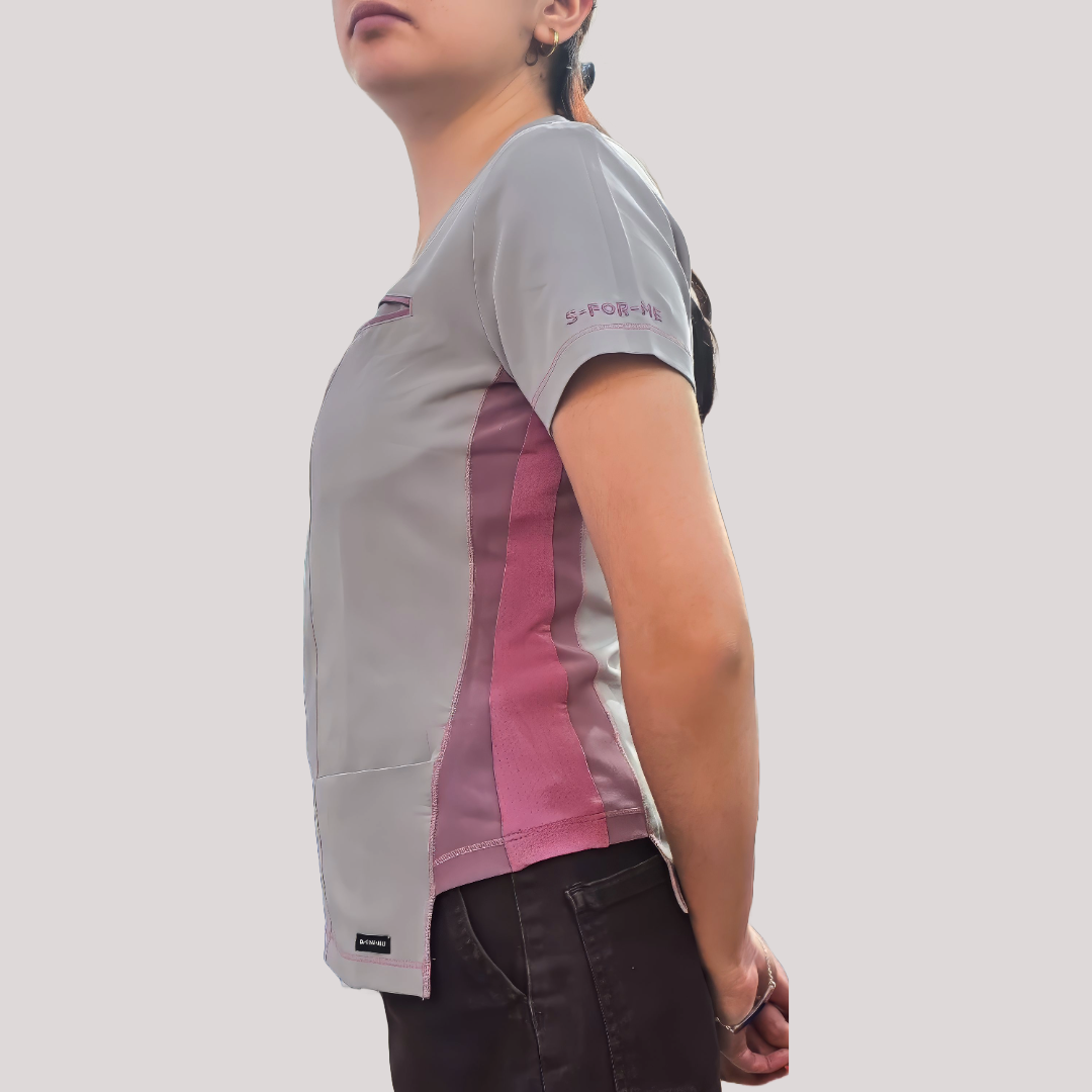 Filipina Quirúrgica Est. 301 Gris/Costado Stretch Mujer, Scrubs Antifluido