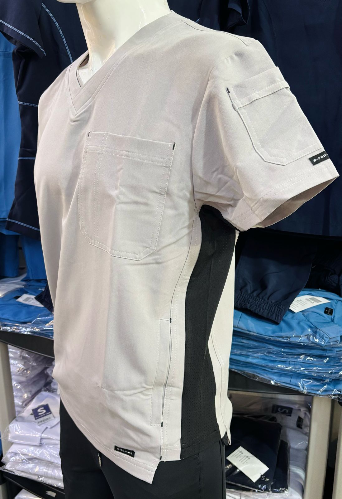 Filipina Antifluido Hombre 301 Gris/costado Negro Super Stretch