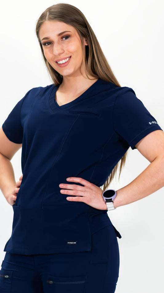 Filipina Quirúrgica 301 Azul Marino/ Costado Azul Caribe Mujer, Scrubs Antifluido