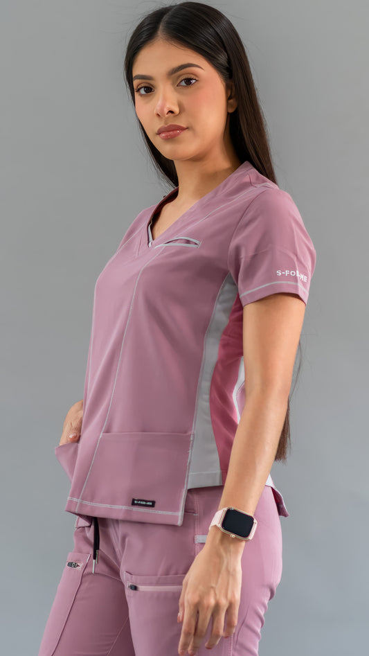 Filipina Quirúrgica Est. 301 Palo de Rosa/Gris/Rosa Mujer, Scrubs Antifluido