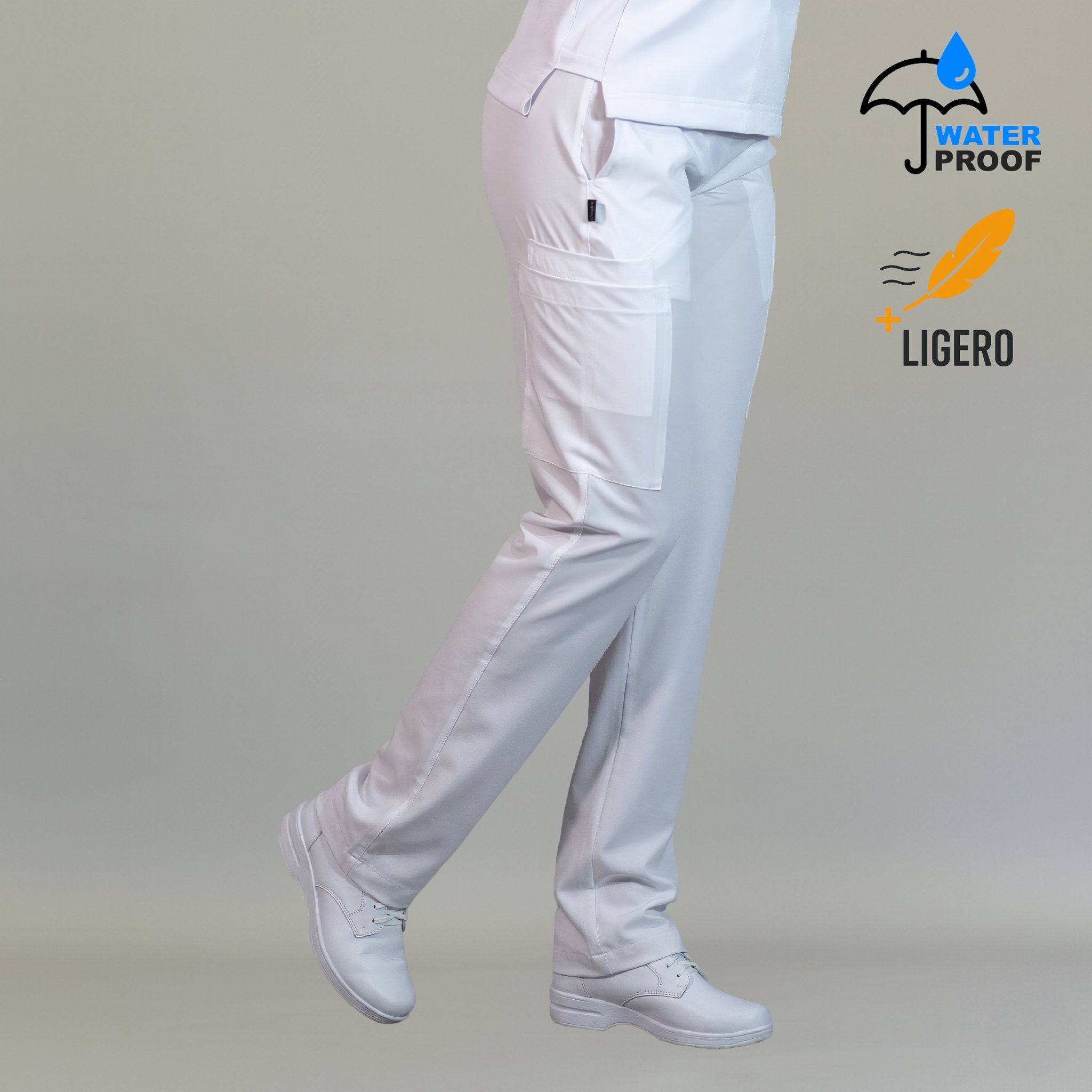 Pantalón quirúrgico blanco mujer 515 relaxed antifluido vista frontal
