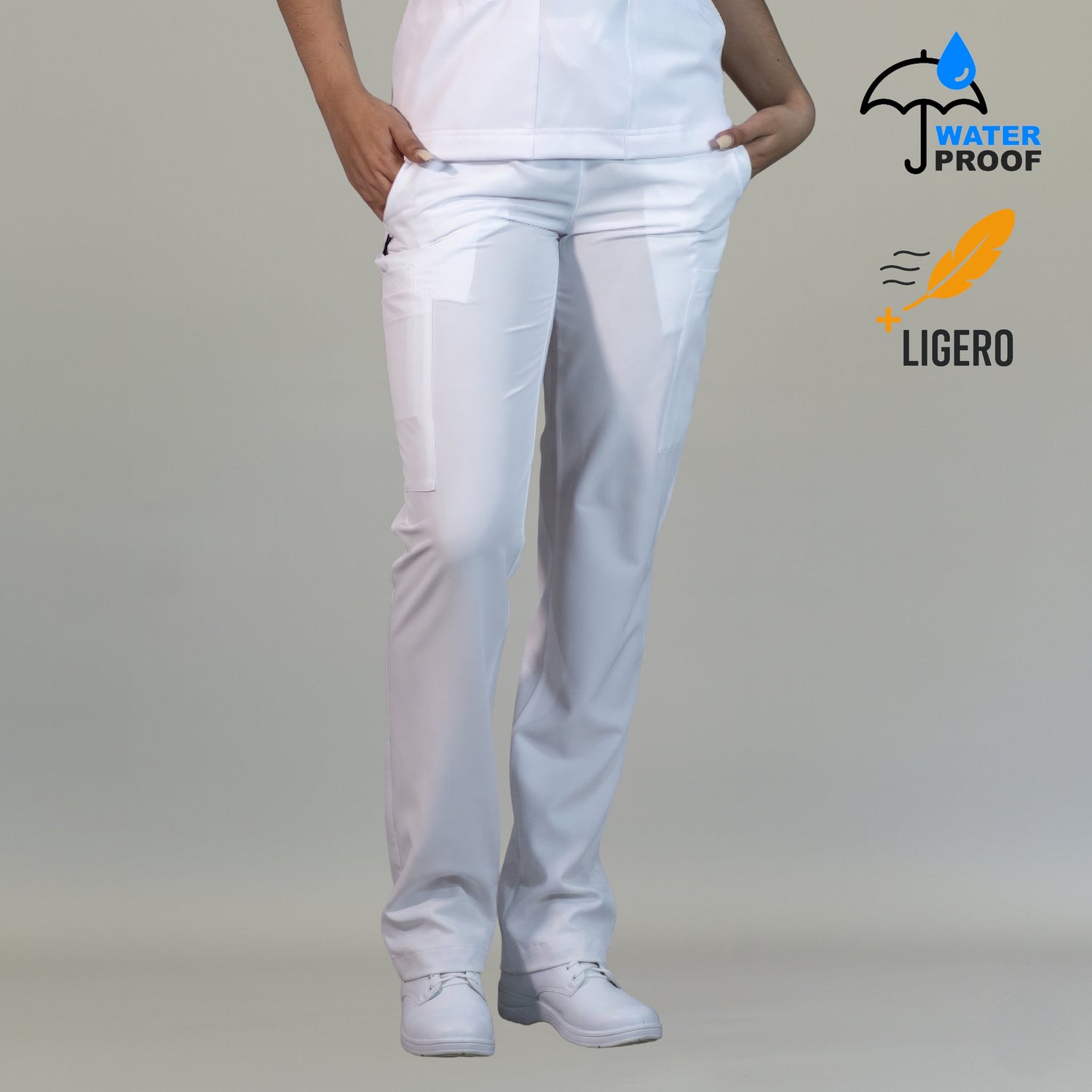 Scrub pantalón blanco mujer 515 cómodo para enfermería y medicina