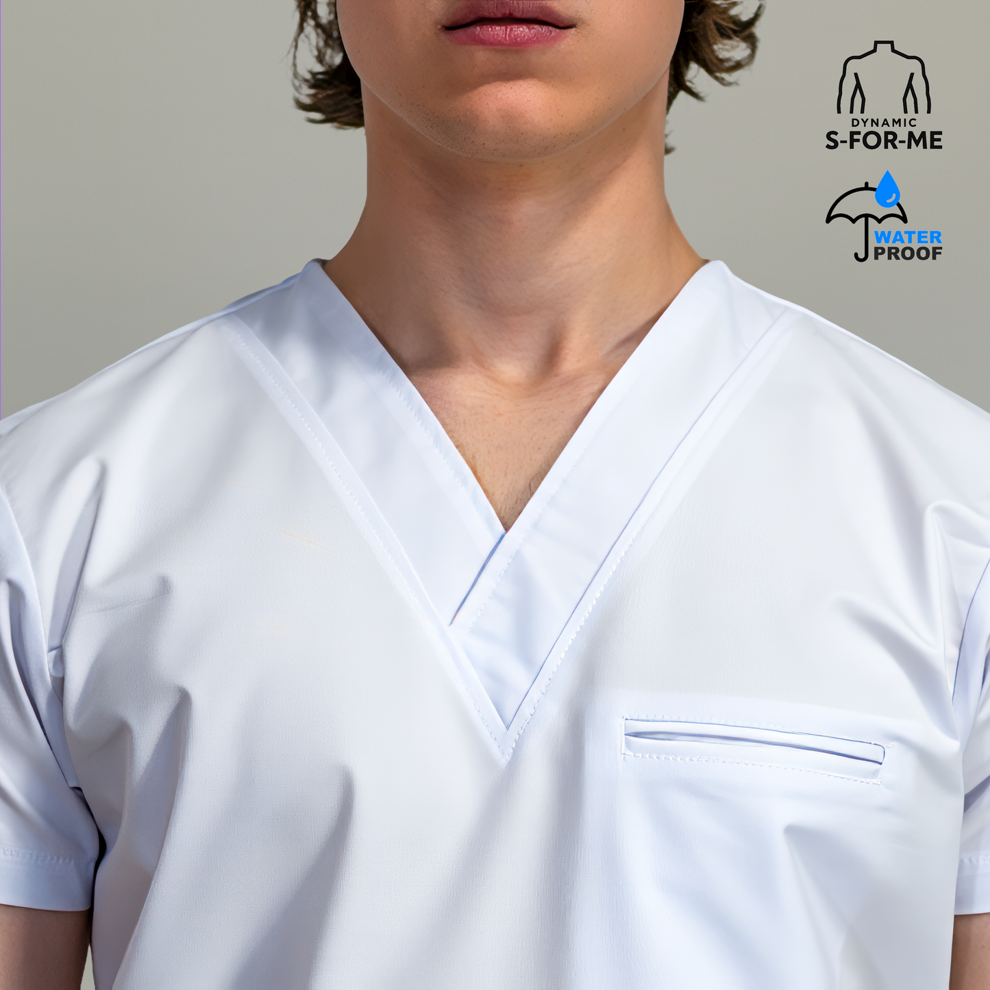 Filipina 501 Hombre Antifluido Alviero Stretch Blanca Cuello V