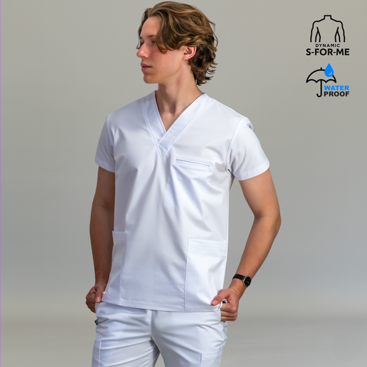 Filipina 501 Hombre Antifluido Alviero Stretch Blanca Cuello V