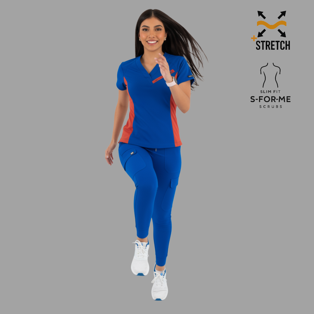 Conjunto Quirúrgico Mujer · Modelo 905 Super Stretch · Azul Rey con Chedron