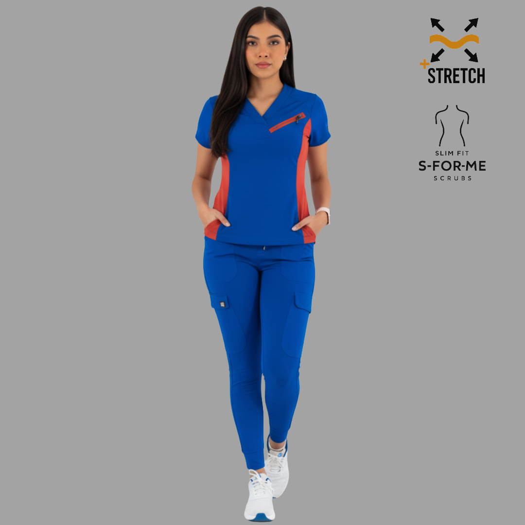 Conjunto Quirúrgico Mujer · Modelo 905 Super Stretch · Azul Rey con Chedron