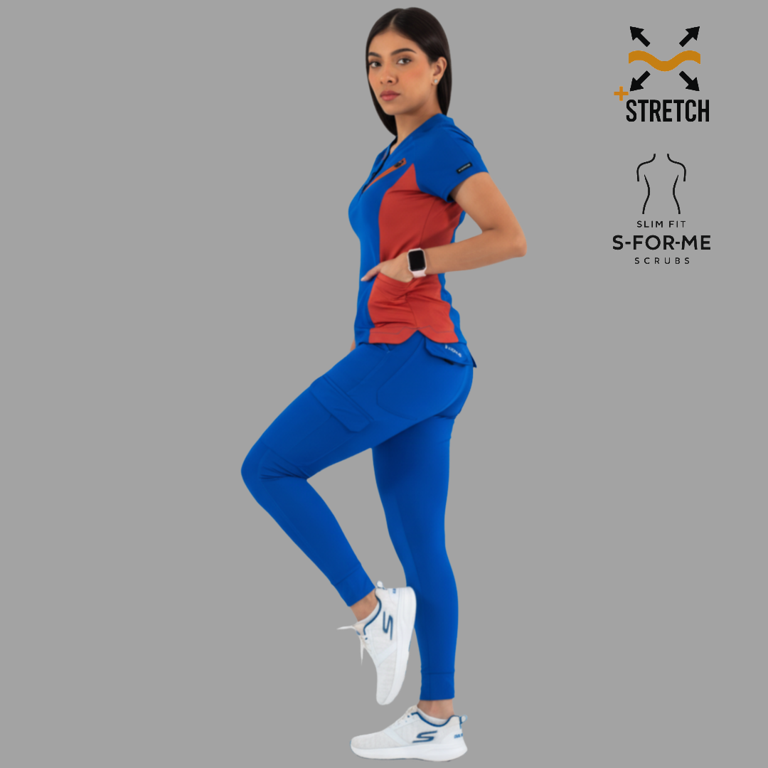 Conjunto Quirúrgico Mujer · Modelo 905 Super Stretch · Azul Rey con Chedron