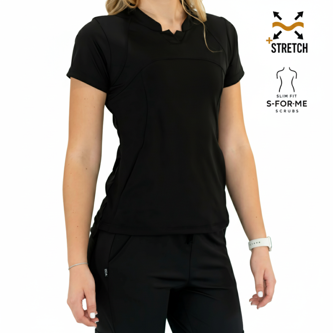 Conjunto Quirúrgico Negro para Mujer – Estilo 910 | Super Stretch Slim Fit