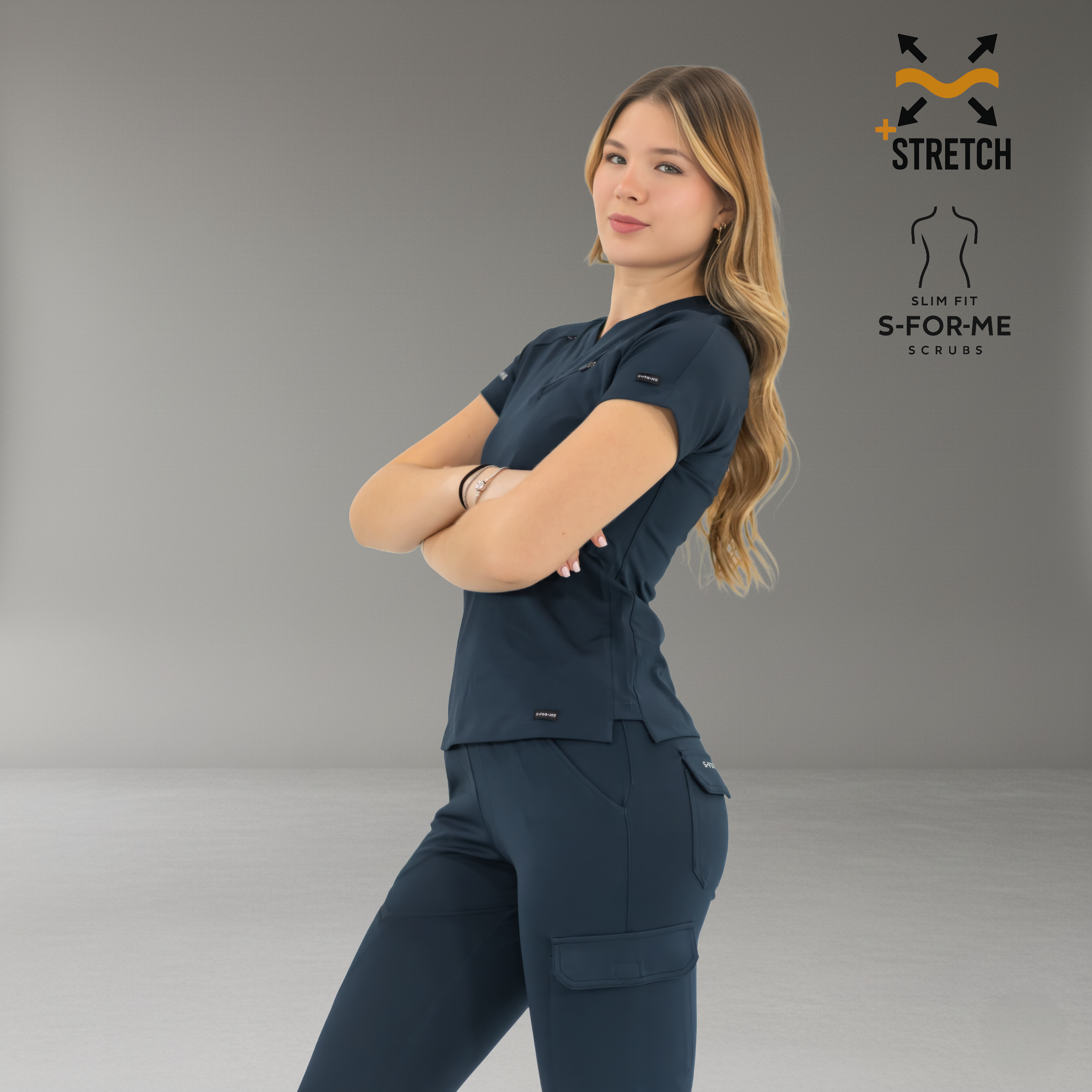 Filipina Quirúrgica Mujer Super Stretch Azul Marino, Scrubs 905