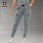 Jogger Style 905 gris jaspeado, vista posterior de tres cuartos.