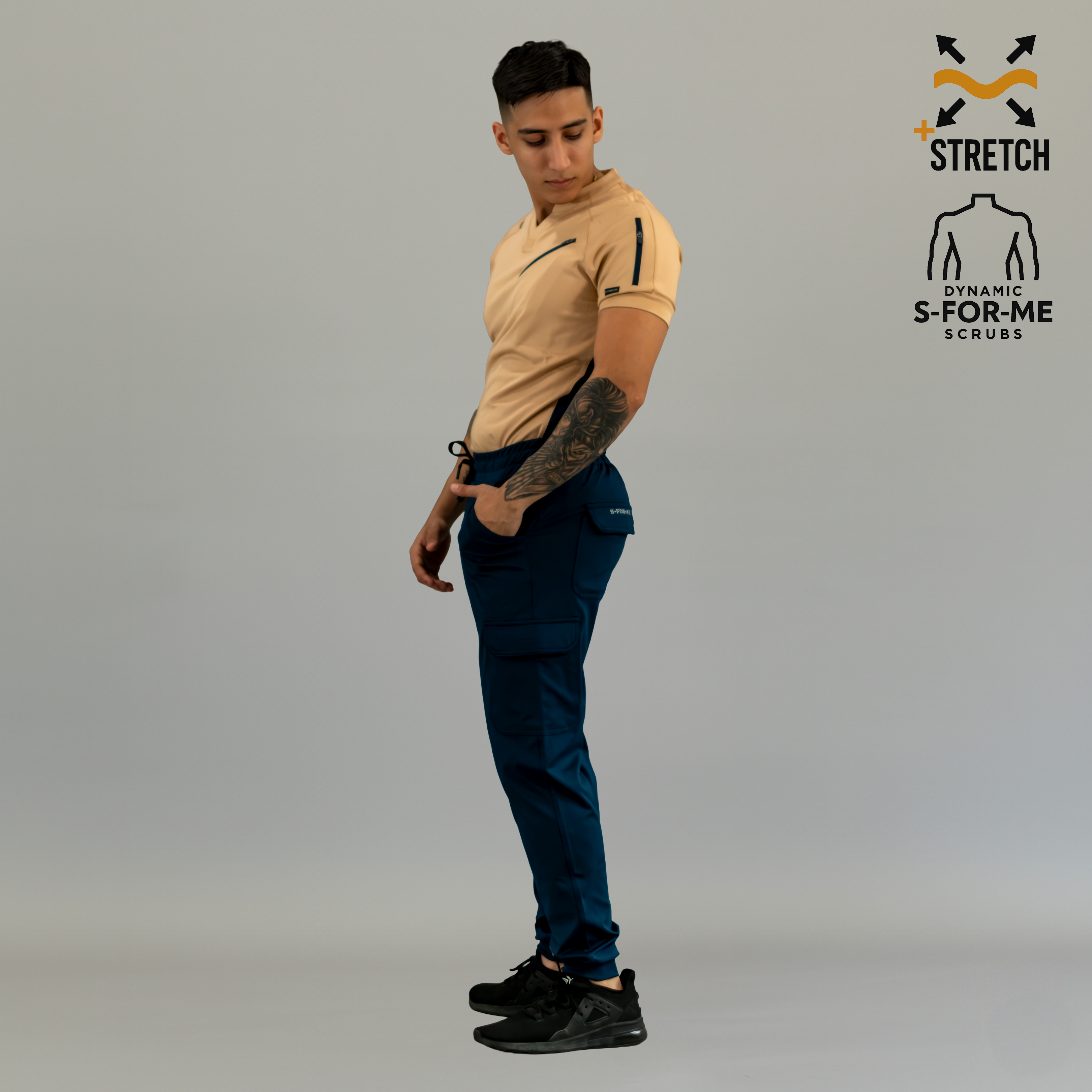 Conjunto Quirúrgico Hombre · Scrubs 905 Super Stretch · Beige