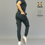 Conjunto quirúrgico gris oxford mujer Estilo 910 jogger y filipina super stretch