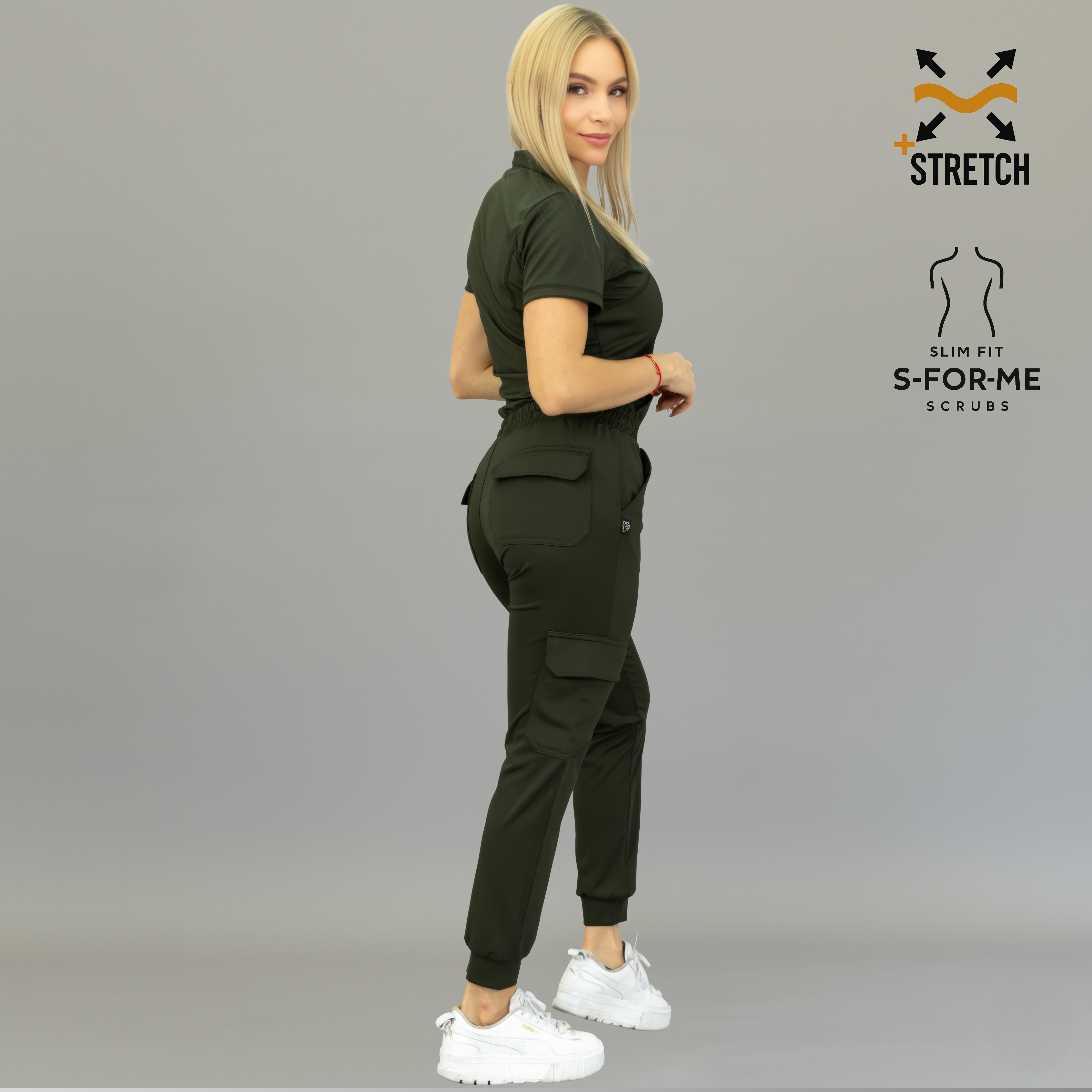 Conjunto Quirúrgico Verde Olivo para Mujer – Estilo 910 | Super Stretch Slim Fit