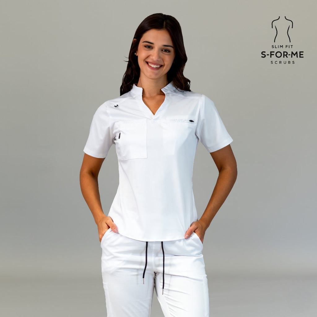 Women’s 511 white butter-soft scrub top front view