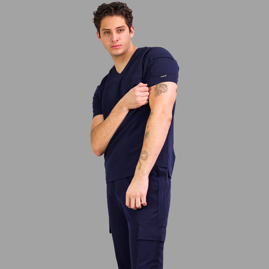 Filipina Quirurgica Antifluido Hombre 301 Marino/costado Negro Super Stretch