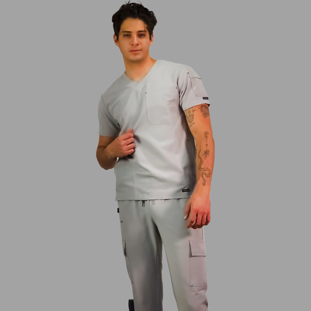 Conjunto Quirúrgico Antifluido Hombre – Estilo 300 Gris Perla