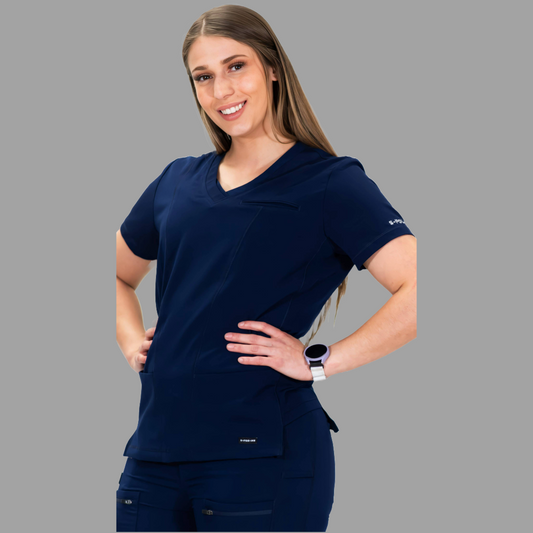 Filipina Quirúrgica 301 Azul Marino/ Costado Azul Caribe Mujer, Scrubs Antifluido