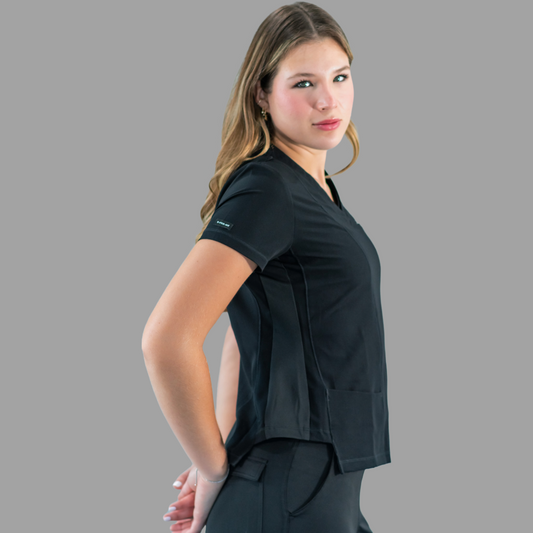 Filipina Quirúrgica  Est. 301 Negra/Costado Stretch Negro Mujer, Scrubs Antifluido