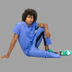 pantalon 500 azul plumbago antifluido espalda unisex sandel medica