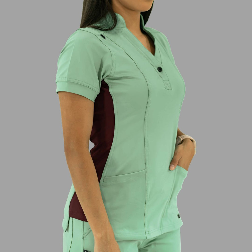 Filipina Médica para Mujer Modelo 930 Verde Menta y Vino Superstretch