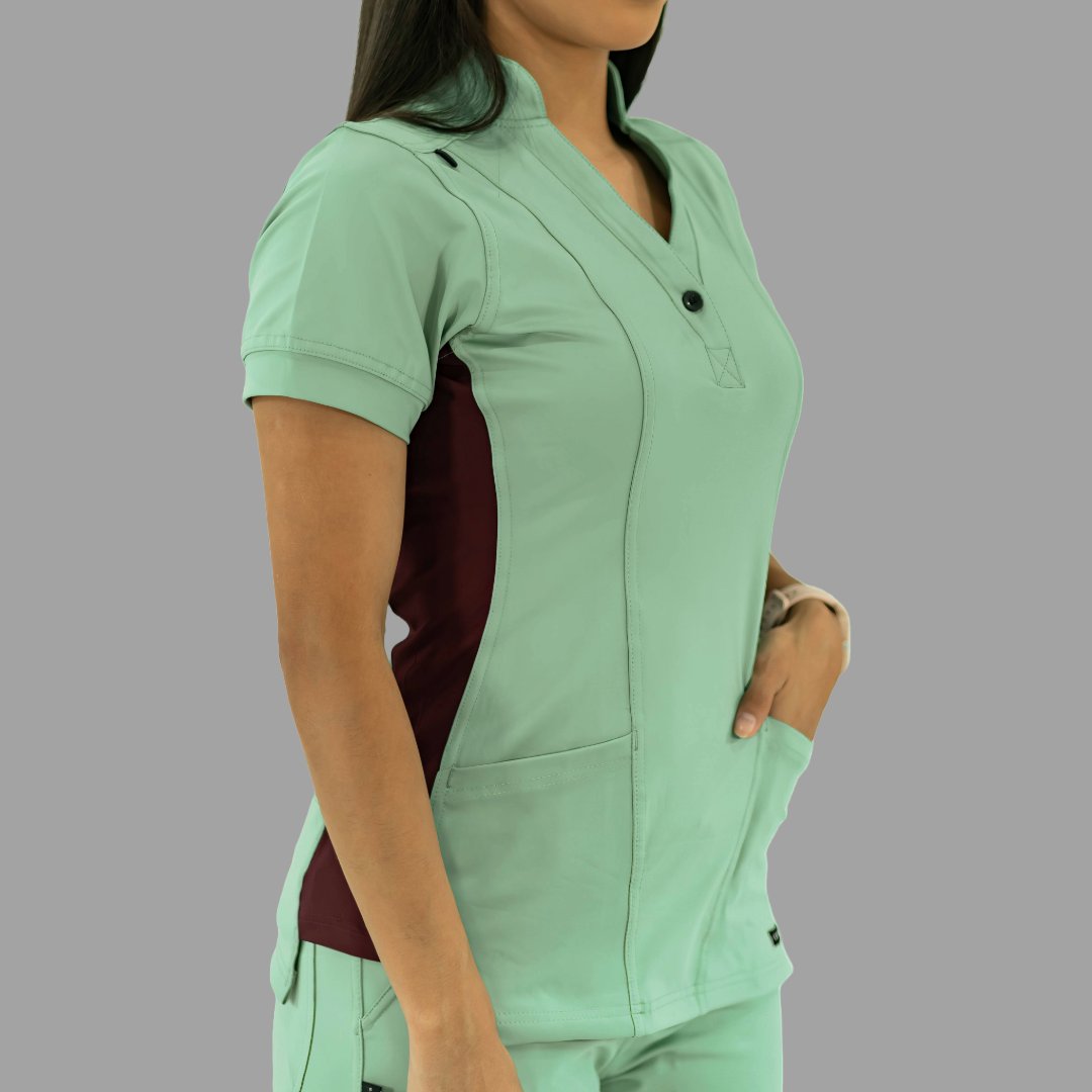 Filipina Médica para Mujer Modelo 930 Verde Menta y Vino Superstretch
