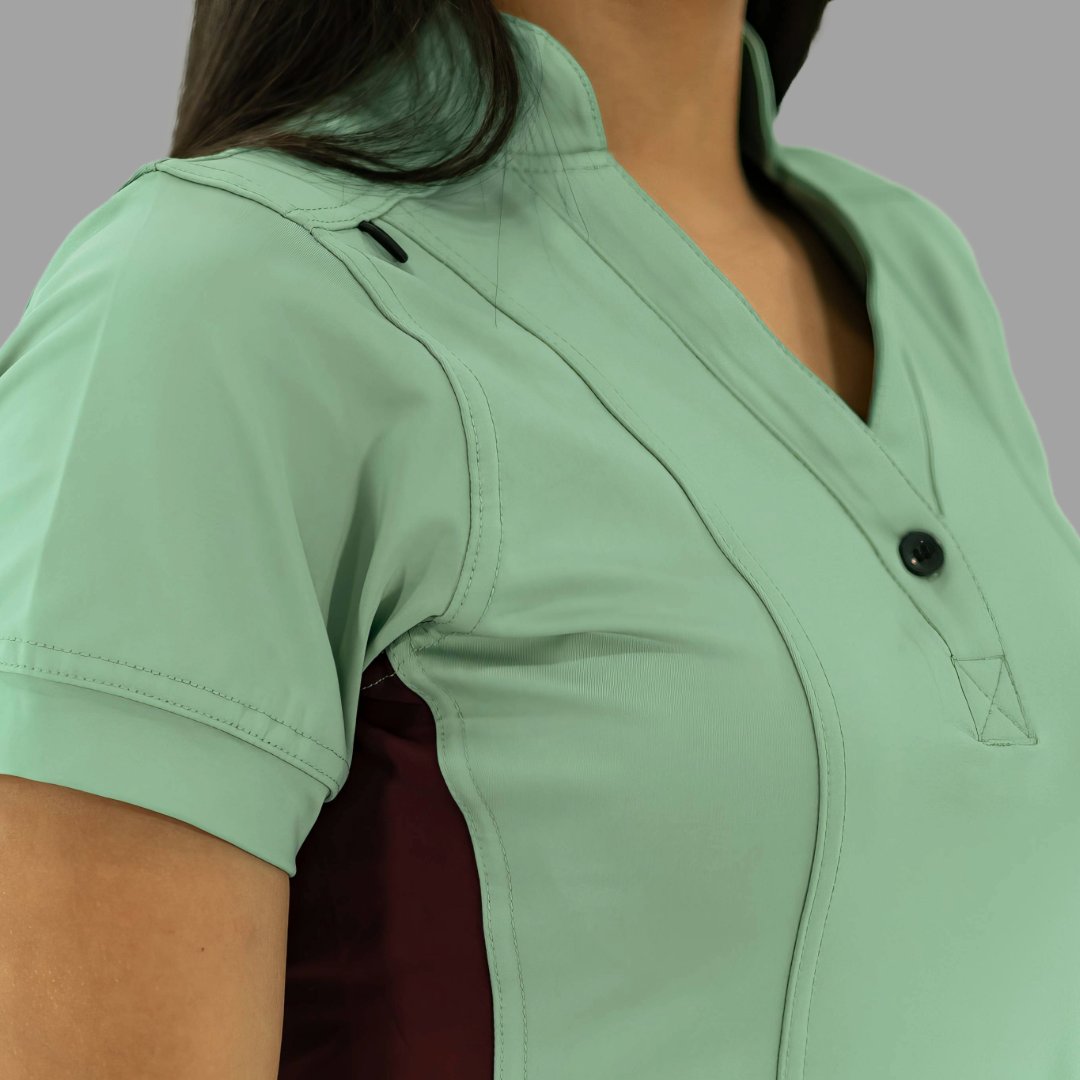 Filipina Médica para Mujer Modelo 930 Verde Menta y Vino Superstretch