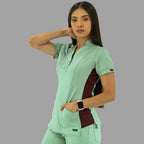 Filipina Médica para Mujer Modelo 930 Verde Menta y Vino Superstretch