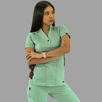 Filipina Médica para Mujer Modelo 930 Verde Menta y Vino Superstretch