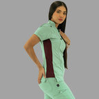 Filipina Médica para Mujer Modelo 930 Verde Menta y Vino Superstretch