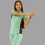 Filipina Médica para Mujer Modelo 930 Verde Menta y Vino Superstretch