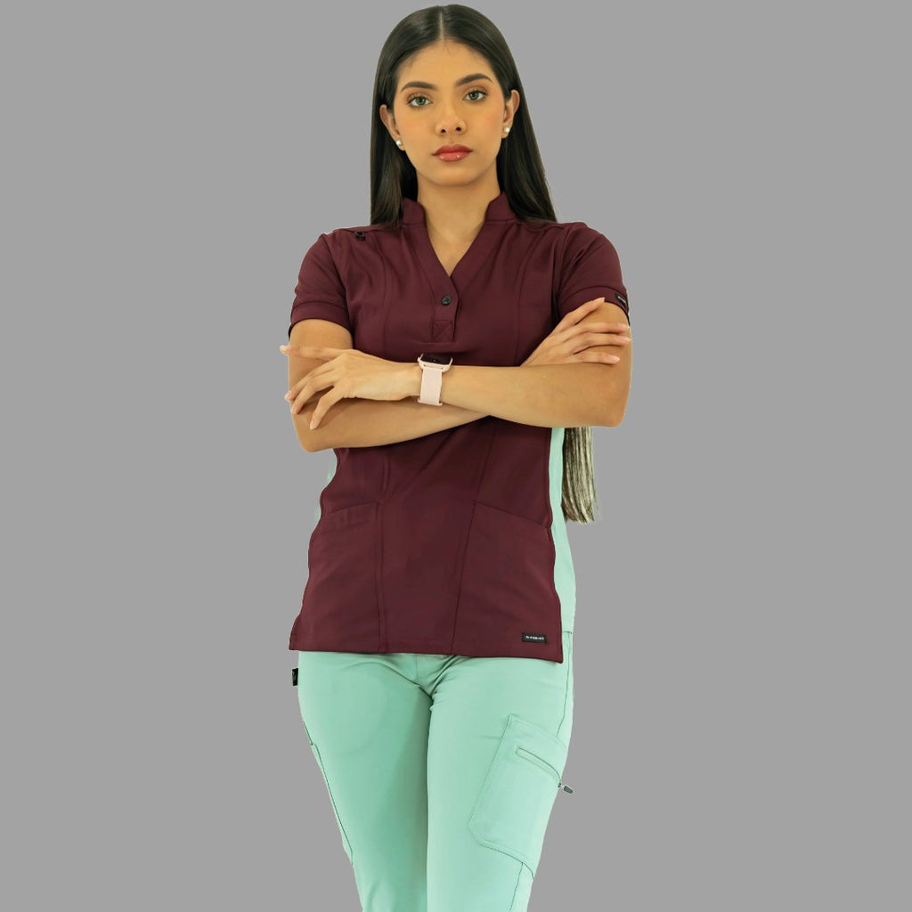 Filipina Médica para Mujer S-Forme Modelo 930 Vino/Menta Superstretch