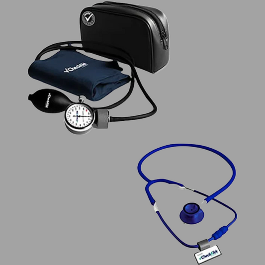 Kit Doble Popular Azul marino Baumanometro  Aneroide (Incluye Estetoscopio)