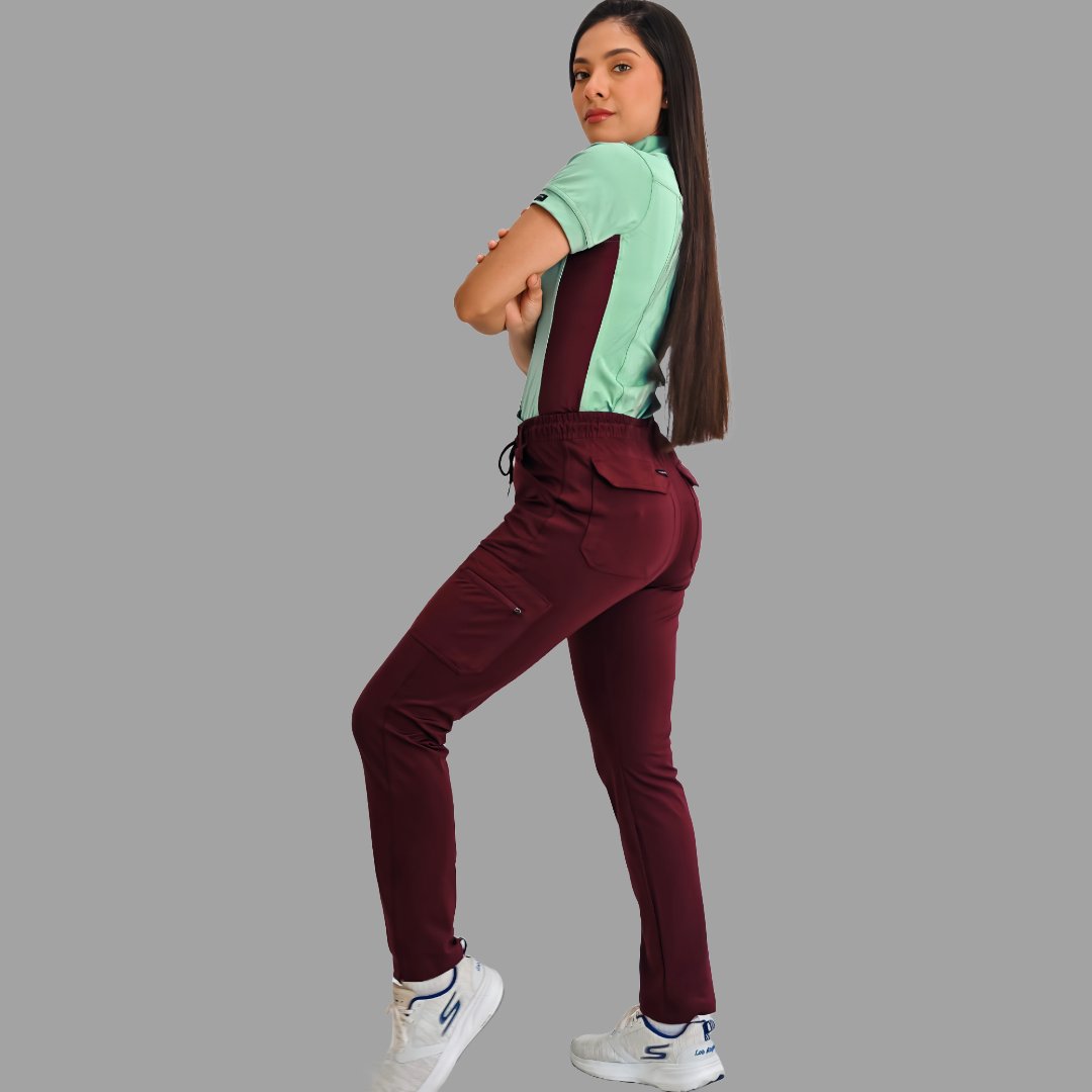 Filipina Médica para Mujer Modelo 930 Verde Menta y Vino Superstretch