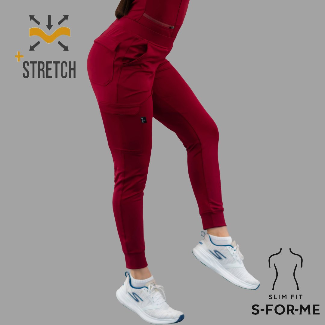 Pantalón Jogger Médico 901 Guinda Super Stretch para Mujer