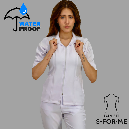 Filipina Stretch Extra Blanca Cuello Sport 3/4 Manga Dama, Antifluido
