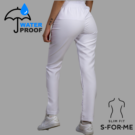 Pantalón Stretch Blanco Puro Pretina/Elástico Mujer Antifluido