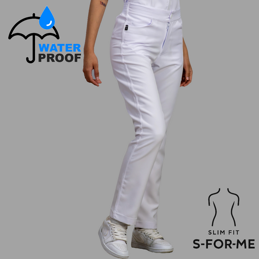 Pantalón Stretch Blanco Puro Pretina/Elástico Mujer Antifluido