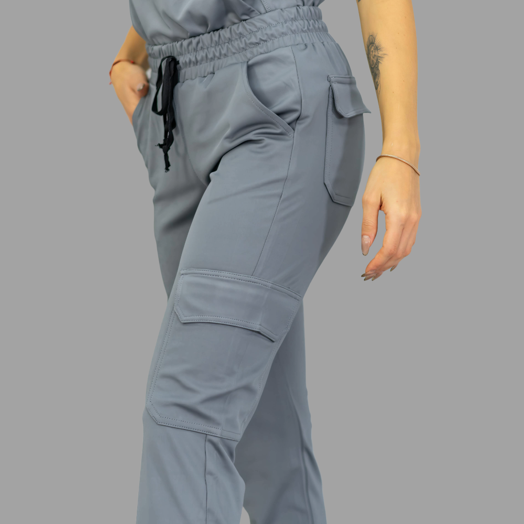 Conjunto Quirúrgico Gris Medio para Mujer – Estilo 910 | Super Stretch Slim Fit