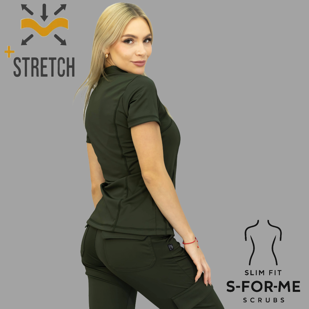 Conjunto Quirúrgico Verde Olivo para Mujer – Estilo 910 | Super Stretch Slim Fit